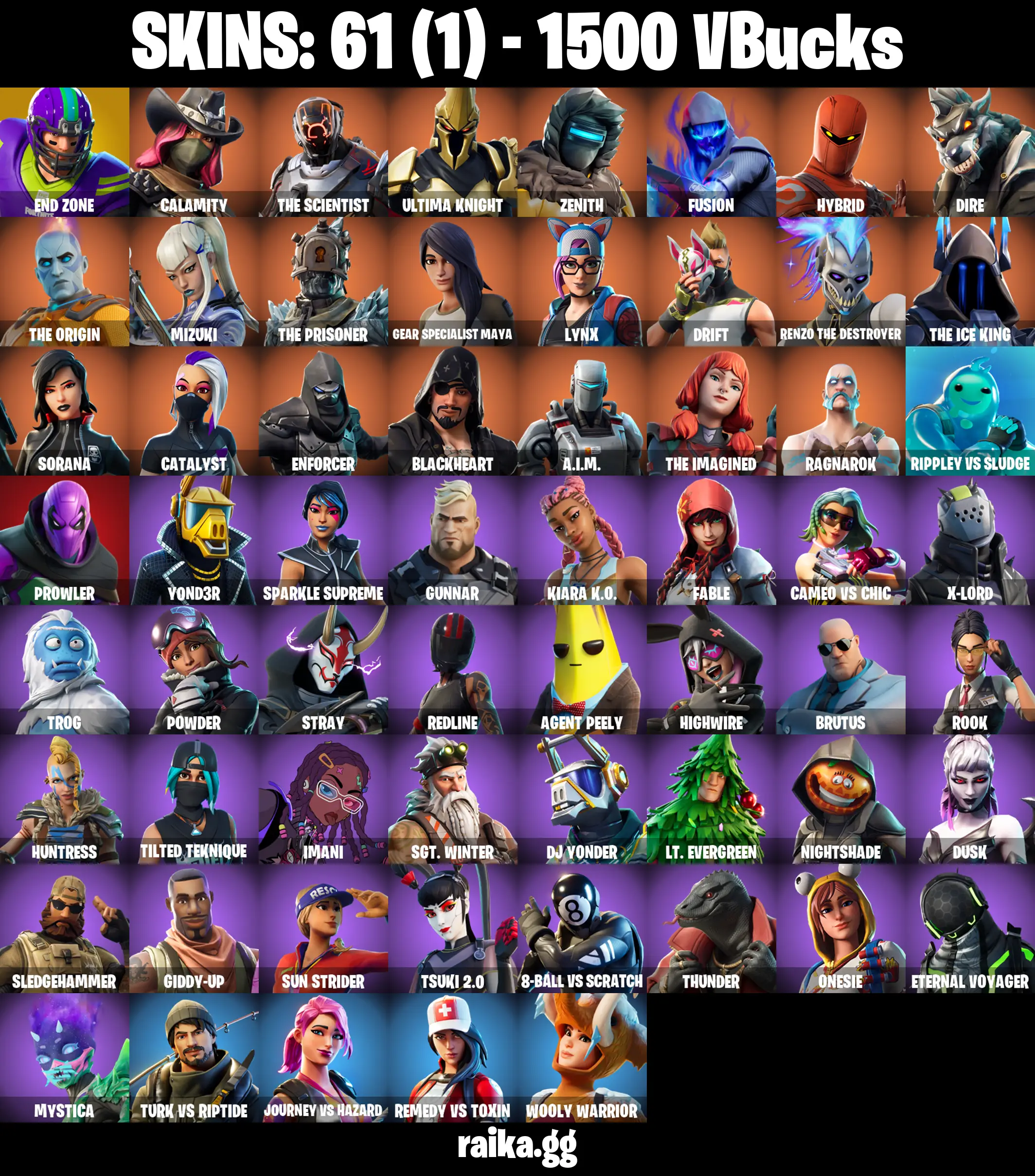 PC/PSN/XBOX |61 skins | End Zone | Point It Out | Take The Elf | Drift | Ragnarok | Dire | The Ice King | Ultima Knight | Fusion |