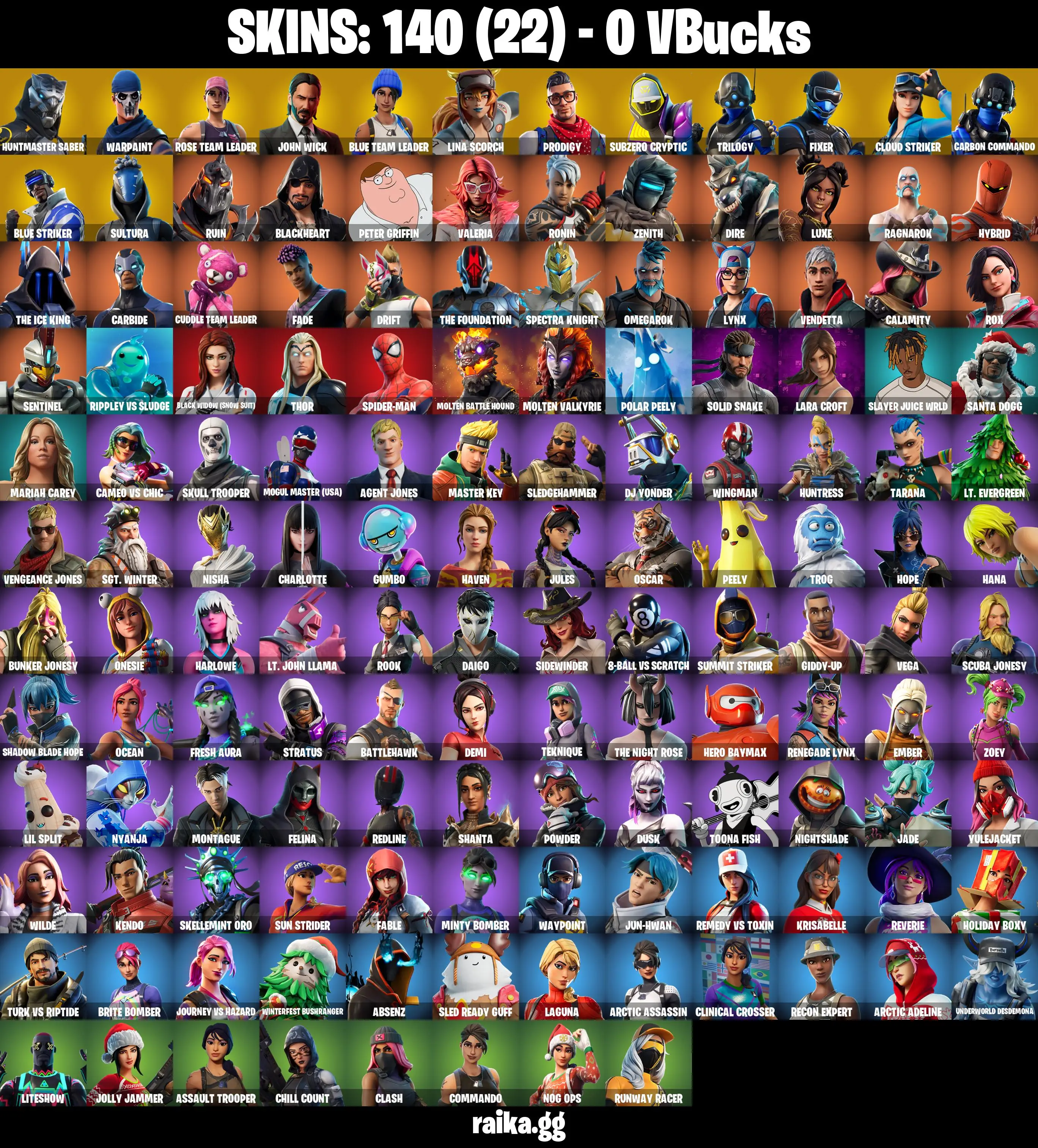 PC/PSN/XBOX |140 skins | OG STW | Huntmaster Saber | Blue Team Leader | John Wick | Lina Scorch | Prodigy | Subzero Cryptic | Trilogy |