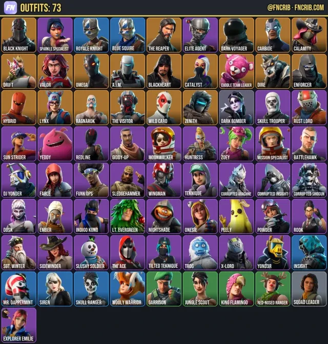 73 Skins, NFA Fortnite account