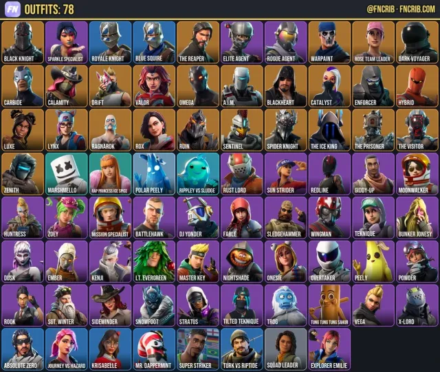 78 Skins, NFA Fortnite account