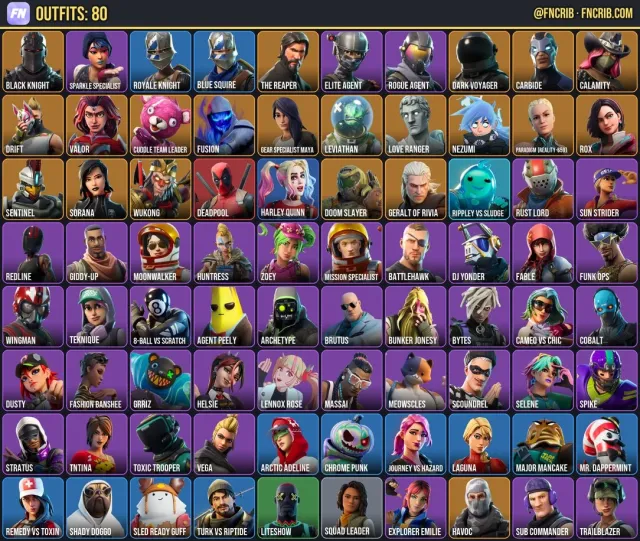 80 Skins, NFA Fortnite account