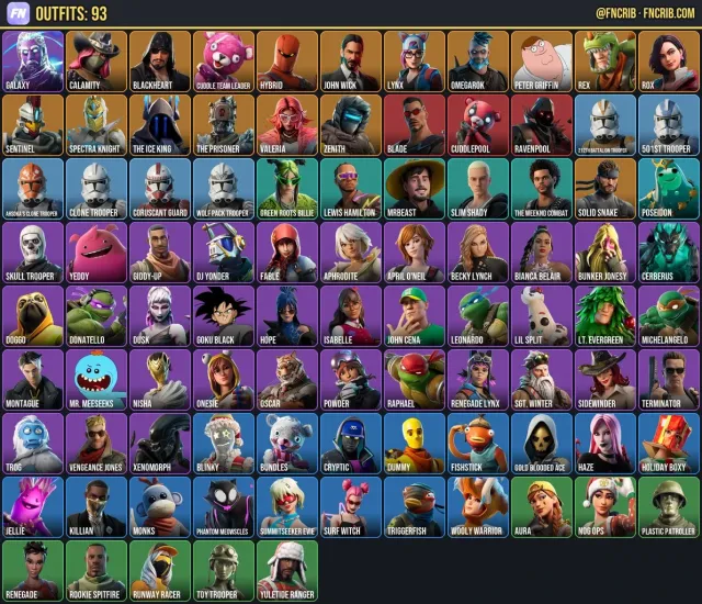 93 Skins, NFA Fortnite account