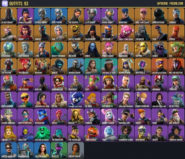 93 Skins, NFA Fortnite account