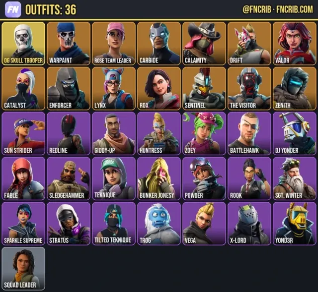 36 Skins, NFA Fortnite account