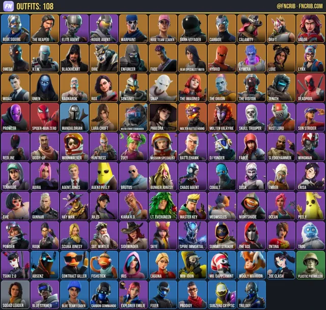 108 Skins, NFA Fortnite account