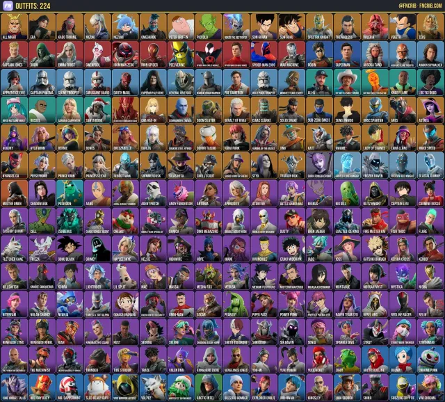 224 Skins, NFA Fortnite account