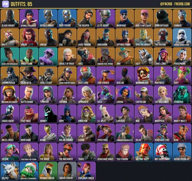 86 Skins, NFA Fortnite account