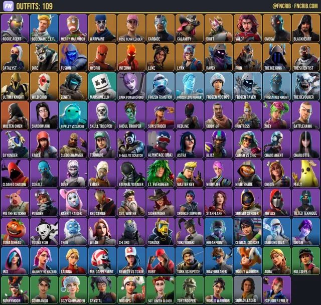 109 Skins, NFA Fortnite account