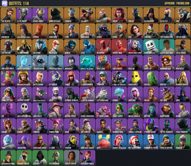 114 Skins, NFA Fortnite account