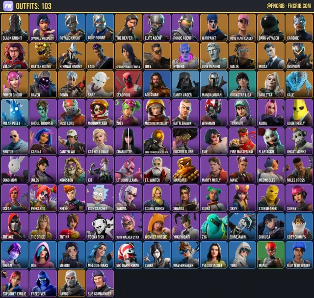103 Skins, NFA Fortnite account