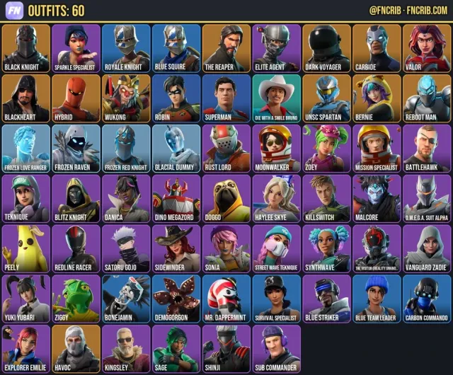 60 Skins, NFA Fortnite account