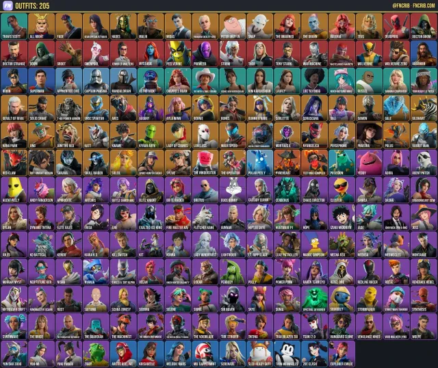 205 Skins, NFA Fortnite account