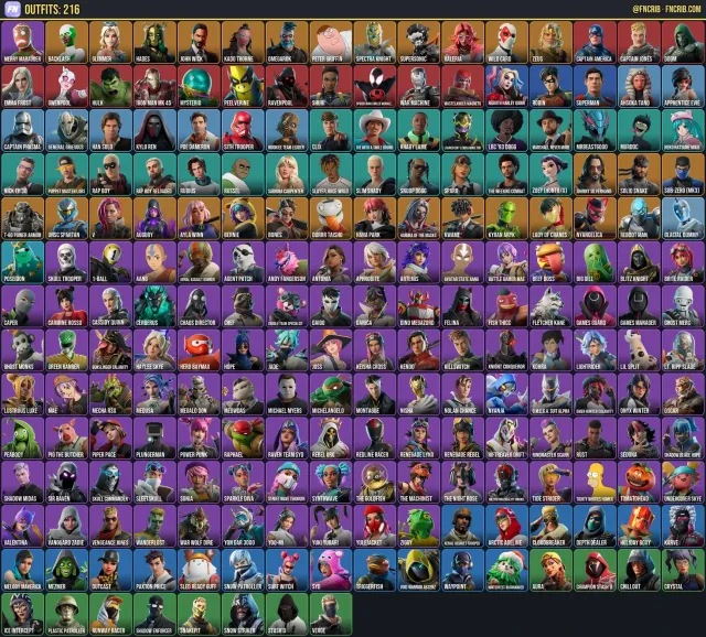 216 Skins, NFA Fortnite account