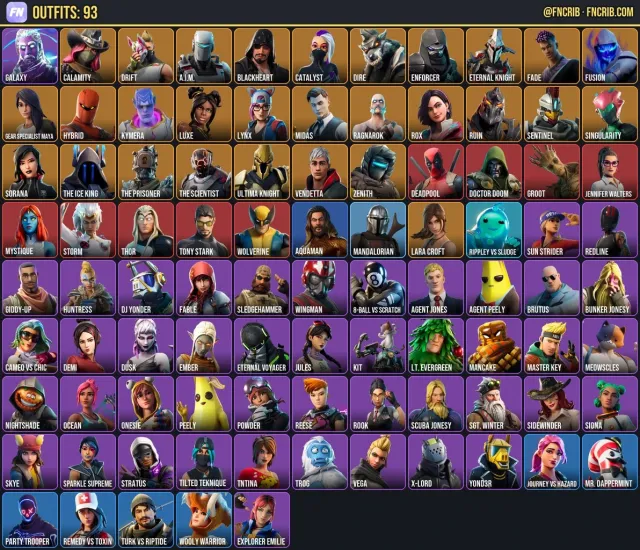 93 Skins, NFA Fortnite account