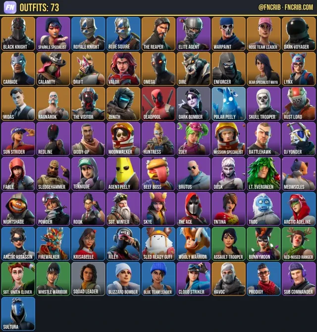73 Skins, NFA Fortnite account