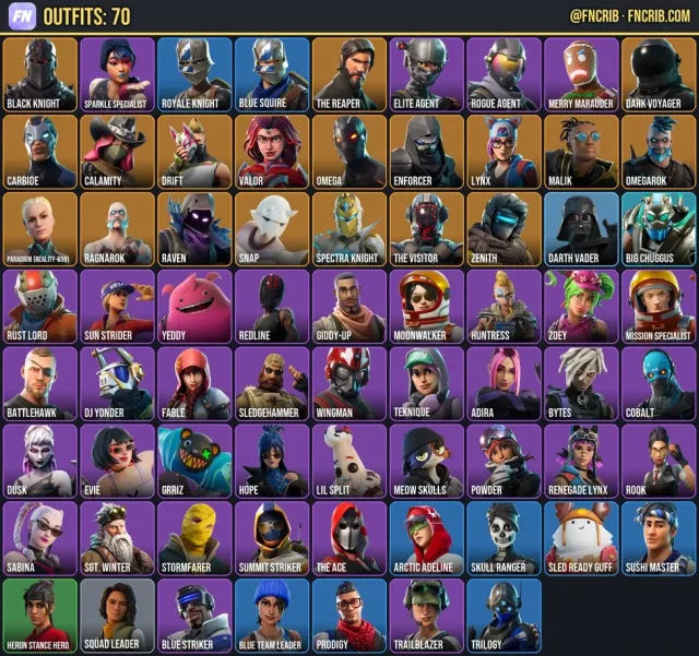 70 Skins, NFA Fortnite account