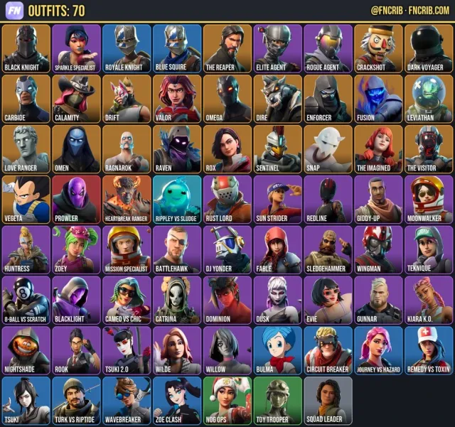 70 Skins, NFA Fortnite account