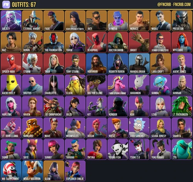 67 Skins, NFA Fortnite account