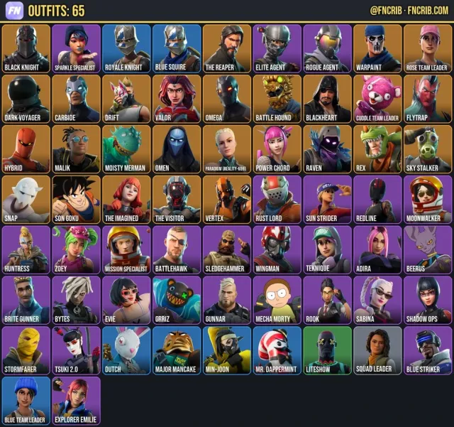 65 Skins, NFA Fortnite account