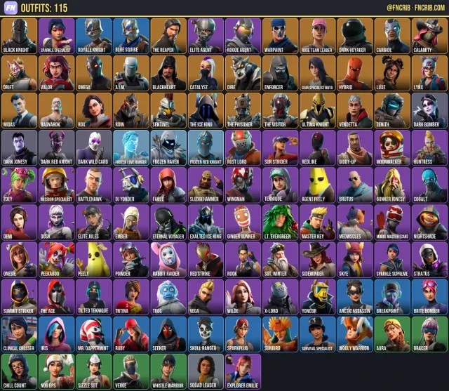 115 Skins, NFA Fortnite account