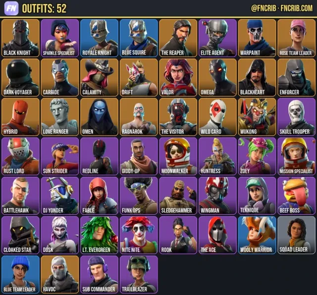 52 Skins, NFA Fortnite account