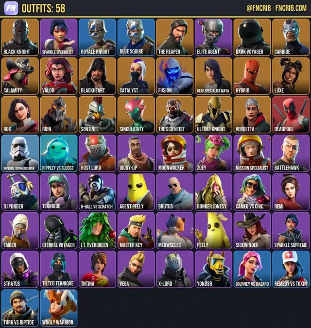 58 Skins, NFA Fortnite account