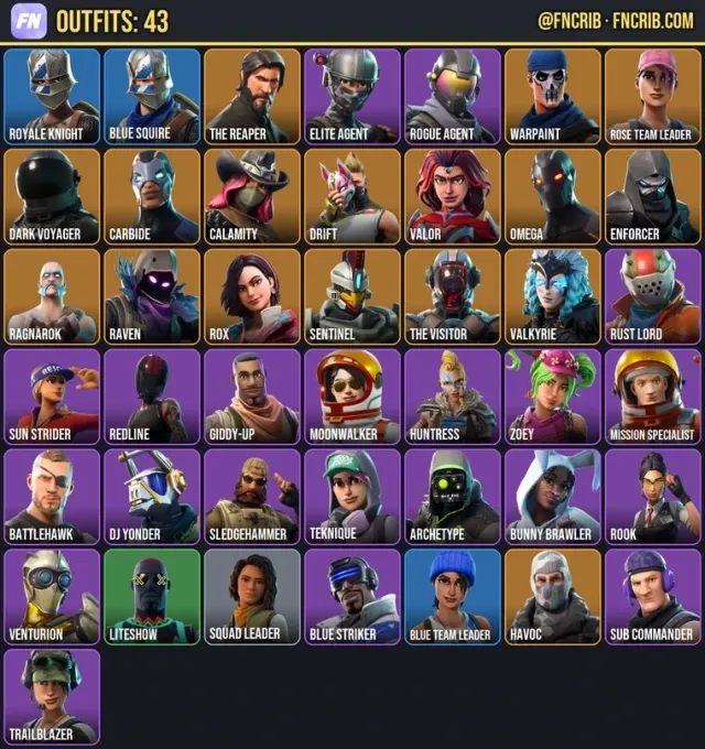 43 Skins, NFA Fortnite account