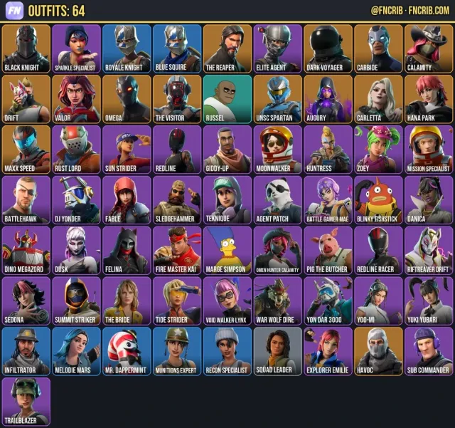 64 Skins, NFA Fortnite account