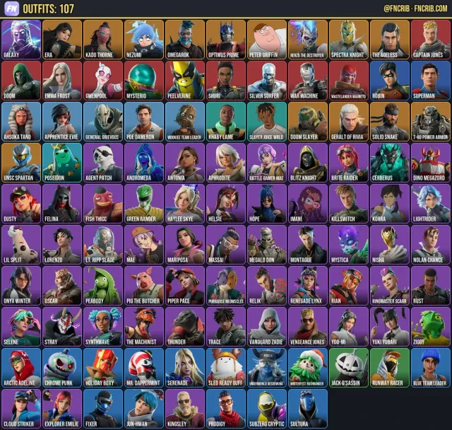 107 Skins, NFA Fortnite account