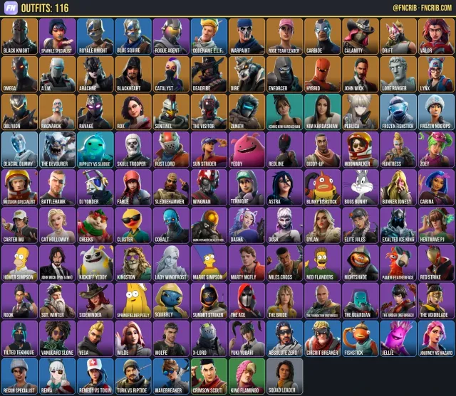 116 Skins, NFA Fortnite account