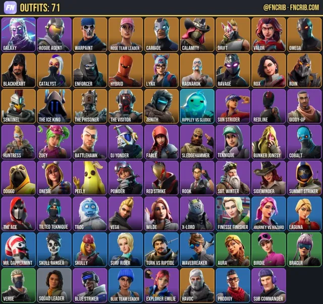 71 Skins, NFA Fortnite account