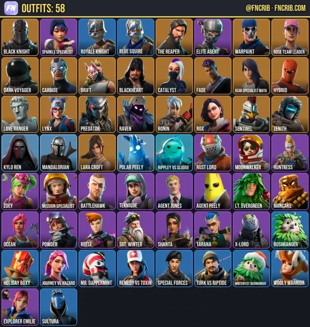 58 Skins, NFA Fortnite account
