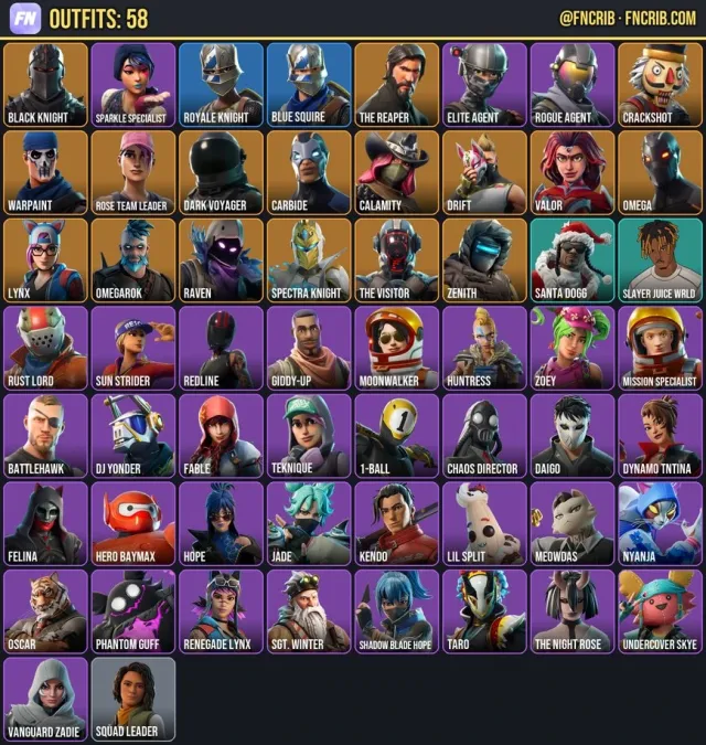 58 Skins, NFA Fortnite account