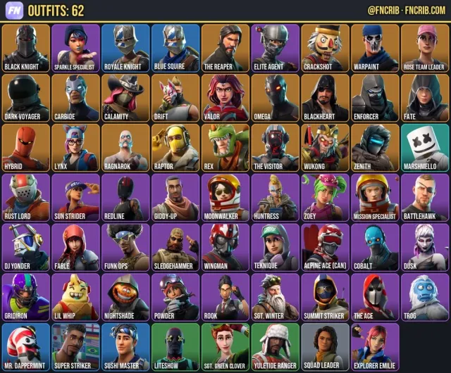 62 Skins, NFA Fortnite account