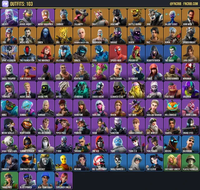 103 Skins, NFA Fortnite account