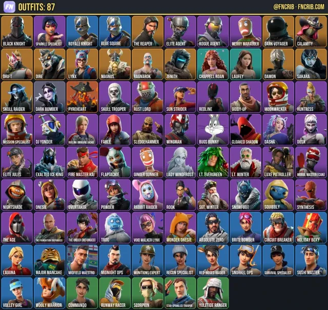 87 Skins, NFA Fortnite account