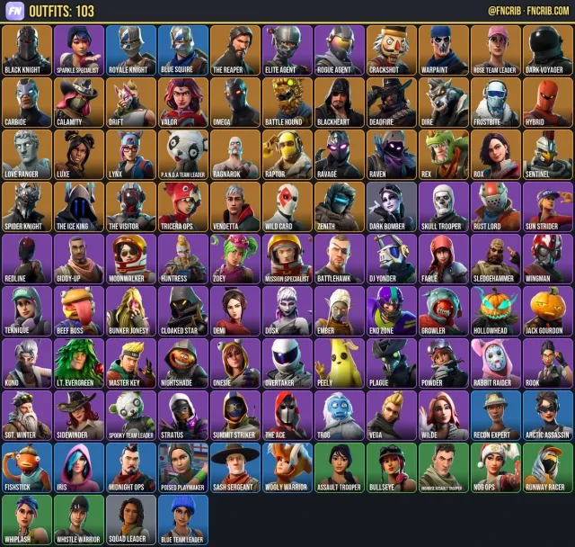 103 Skins, NFA Fortnite account