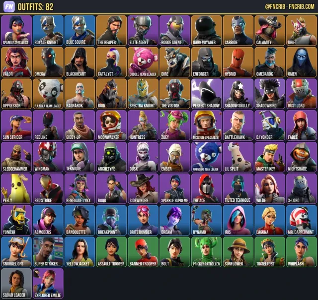 82 Skins, NFA Fortnite account