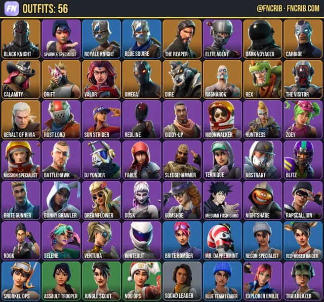 56 Skins, NFA Fortnite account
