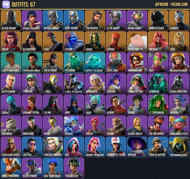 67 Skins, NFA Fortnite account
