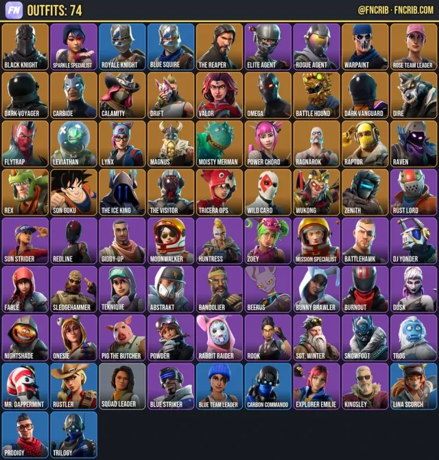 74 Skins, NFA Fortnite account