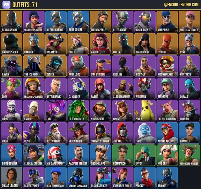 71 Skins, NFA Fortnite account