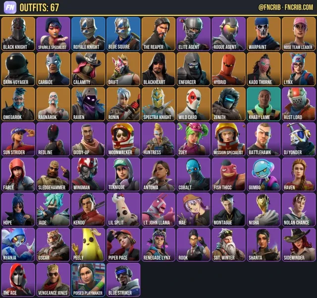 67 Skins, NFA Fortnite account