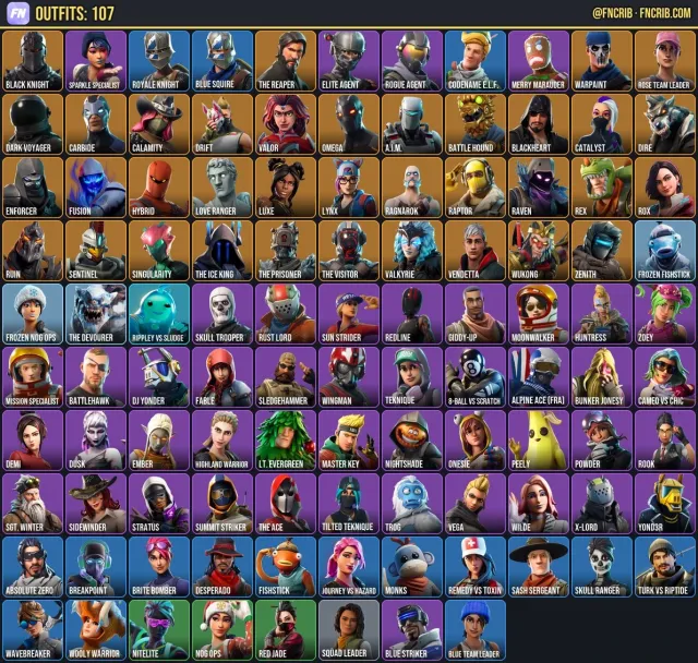 107 Skins, NFA Fortnite account
