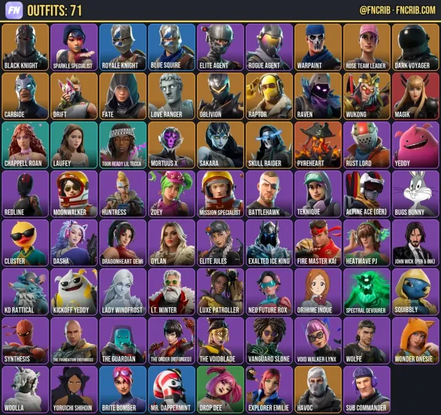 71 Skins, NFA Fortnite account