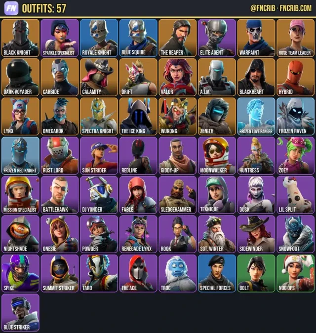 57 Skins, NFA Fortnite account