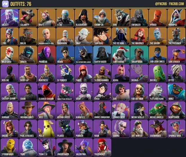 76 Skins, NFA Fortnite account