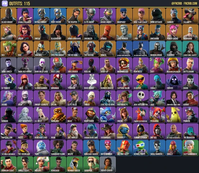 115 Skins, NFA Fortnite account
