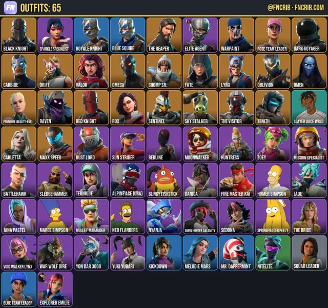 65 Skins, NFA Fortnite account