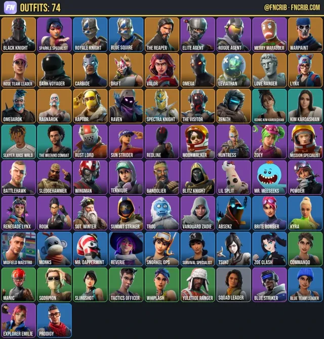 74 Skins, NFA Fortnite account